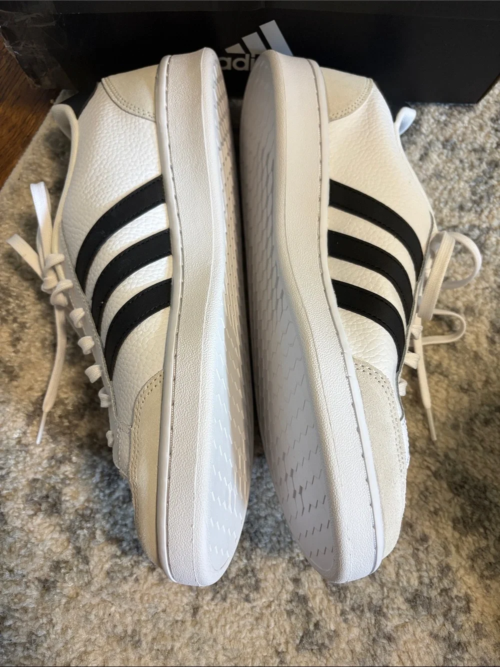 Adidas Grand Court SE White Leather Sneakers with Black Stripes
